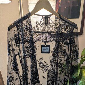 Honey Birdette Love Lace Robe with silk belt NIB